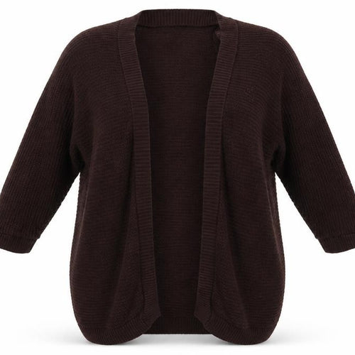Boohoo Women's Brown Cardigan S/M 3/4 Sleeve Acrylic