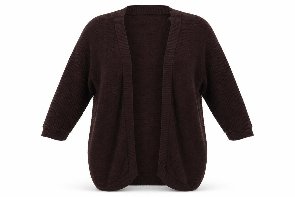 Boohoo Women's Brown Cardigan S/M 3/4 Sleeve Acrylic