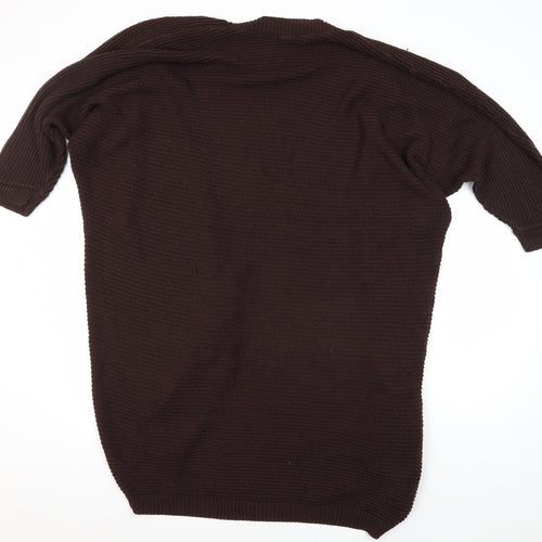 Boohoo Women's Brown Cardigan S/M 3/4 Sleeve Acrylic