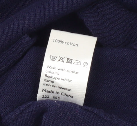 John Lewis Women's Blue Knit Blouse - Long Sleeve, Size L