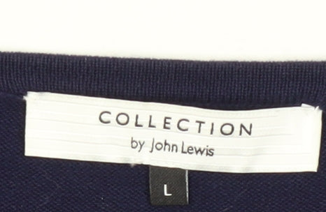 John Lewis Women's Blue Knit Blouse - Long Sleeve, Size L