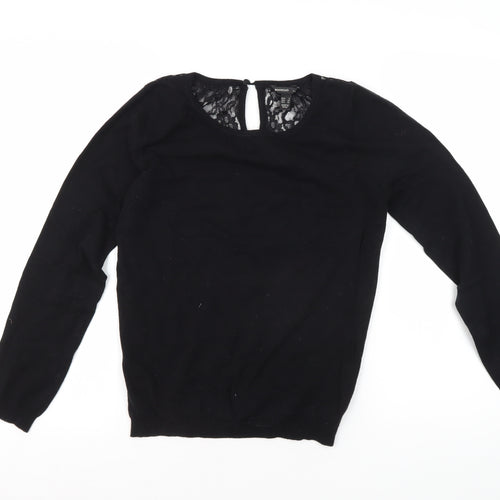 Mango Women's Black Long Sleeve Lace Blouse S