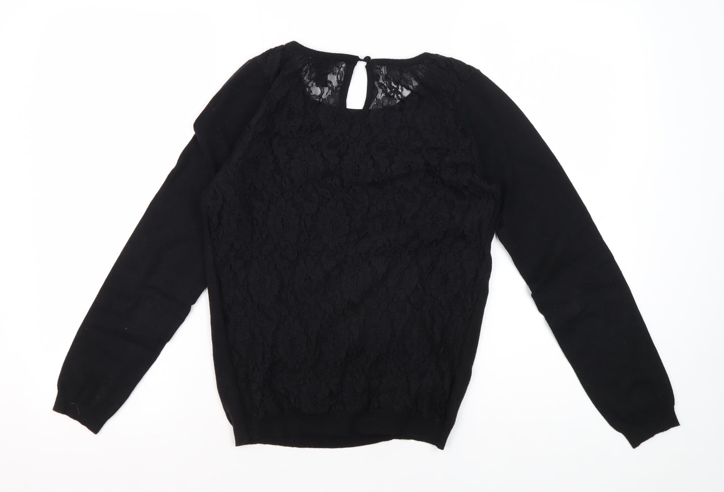 Mango Women's Black Long Sleeve Lace Blouse S
