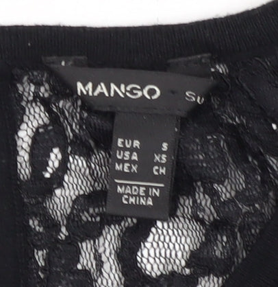 Mango Women's Black Long Sleeve Lace Blouse S