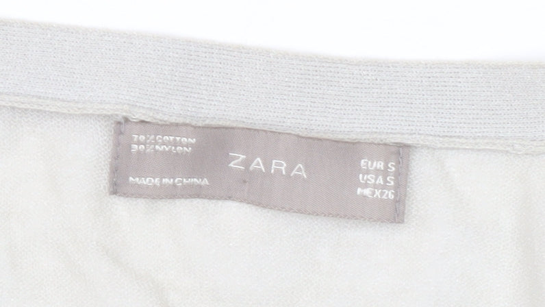 Zara Women's Grey Cardigan Small V-Neck Knit