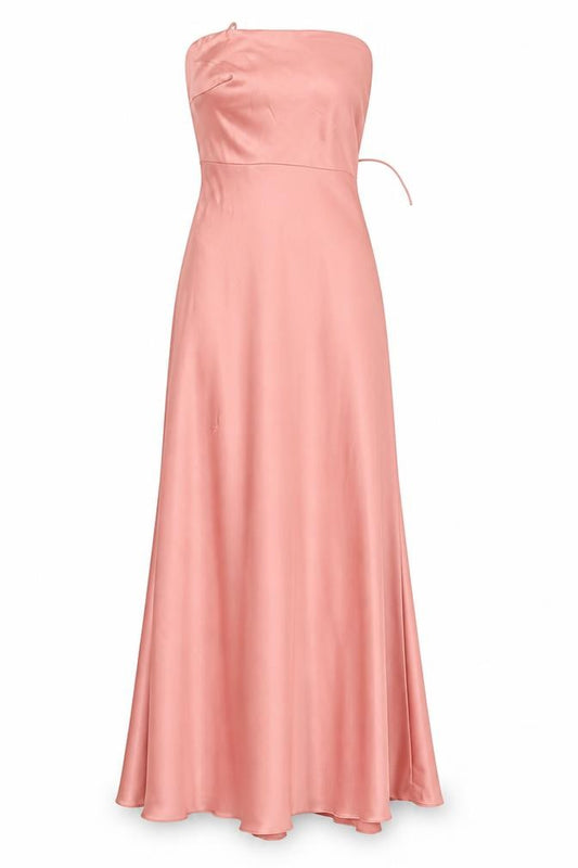 Front view of ASOS Women's Pink Strapless Long Dress, size 10