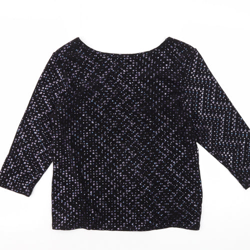 Cleo Women's Black Geometric 3/4 Sleeve Blouse M