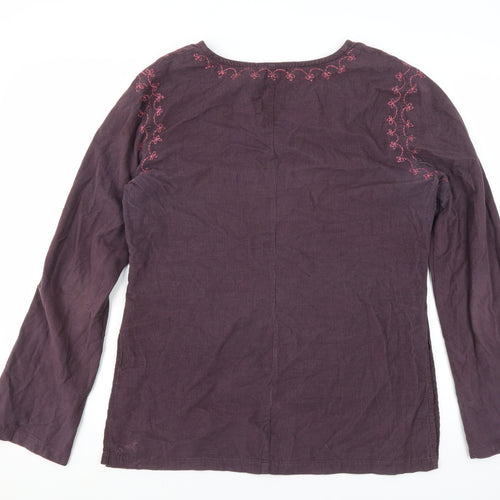 Naf Naf Women's Purple Embroidered Tunic Top L Cotton