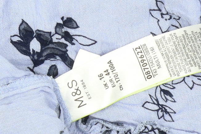 Marks and Spencer Women's Blue Floral Tunic Blouse Size 16