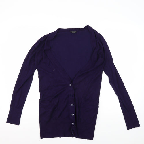 Topshop Women's Purple Cardigan Size 8 V-Neck Knit