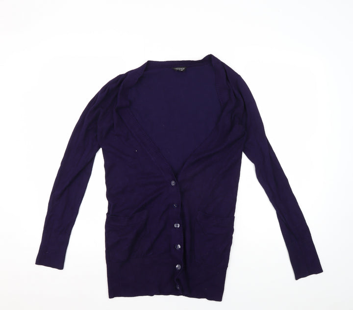Topshop Women's Purple Cardigan Size 8 V-Neck Knit