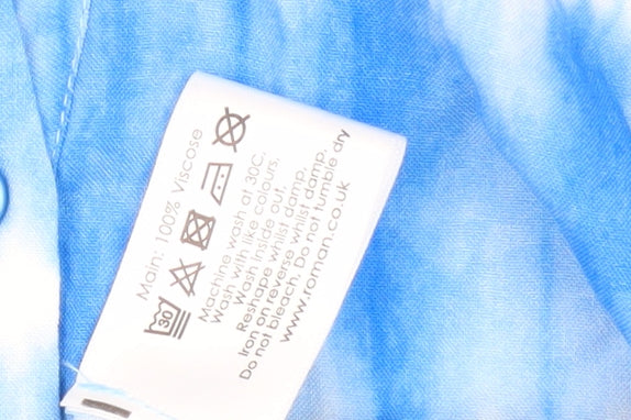 Roman Women's Blue Sleeveless V-Neck Blouse Size 16