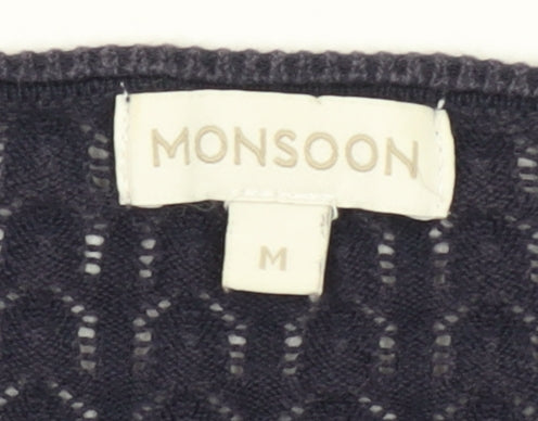 Monsoon Women's Blue Knit Cardigan Size M Button Detail
