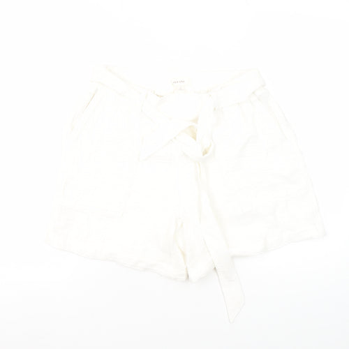 Marks and Spencer Women's White Paperbag Shorts Size 12