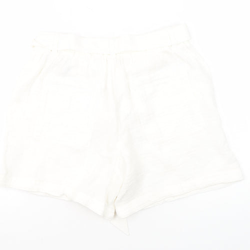 Marks and Spencer Women's White Paperbag Shorts Size 12