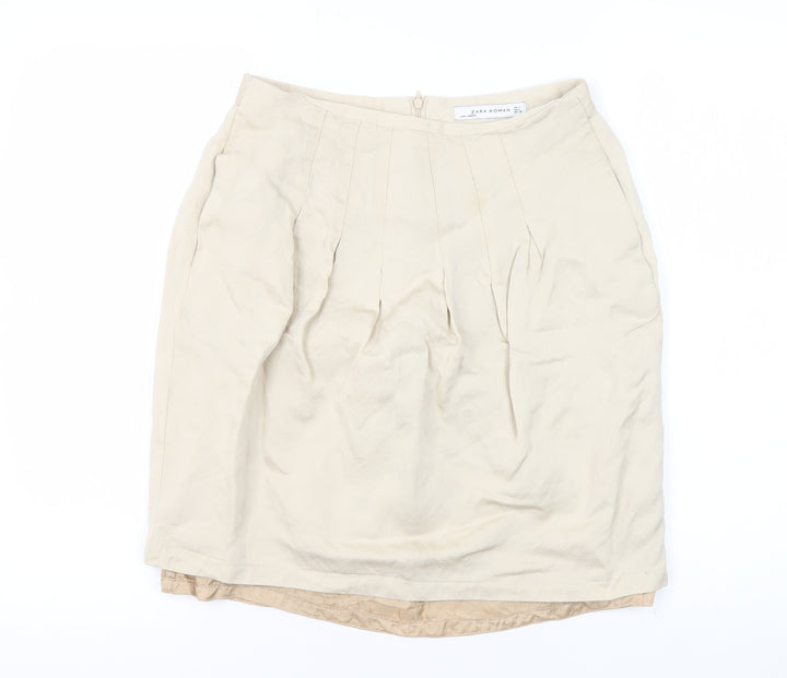 Zara Women's Beige Pencil Skirt, Size L, Business Casual