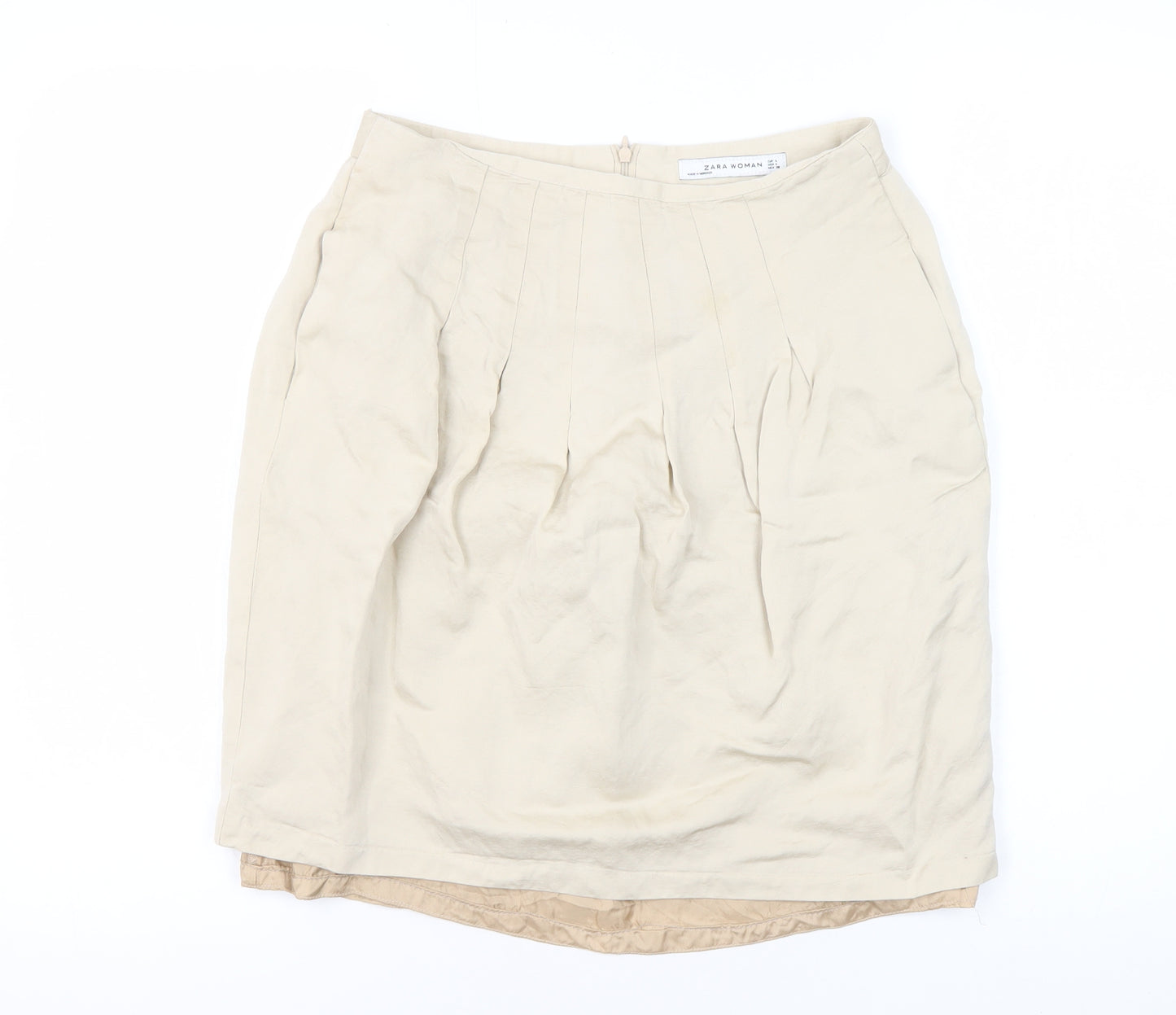 Zara Women's Beige Pencil Skirt, Size L, Business Casual