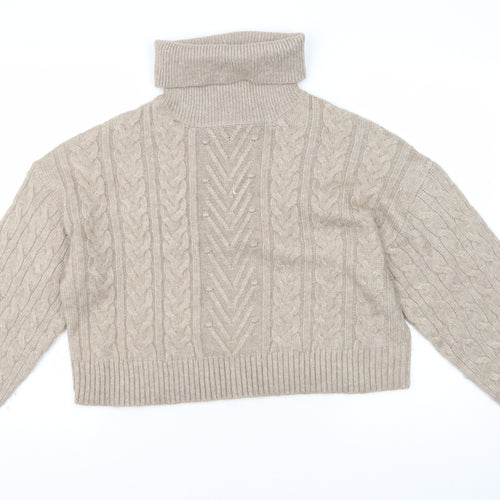 New Look Women's Beige Roll Neck Pullover Jumper Size L