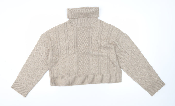 New Look Women's Beige Roll Neck Pullover Jumper Size L
