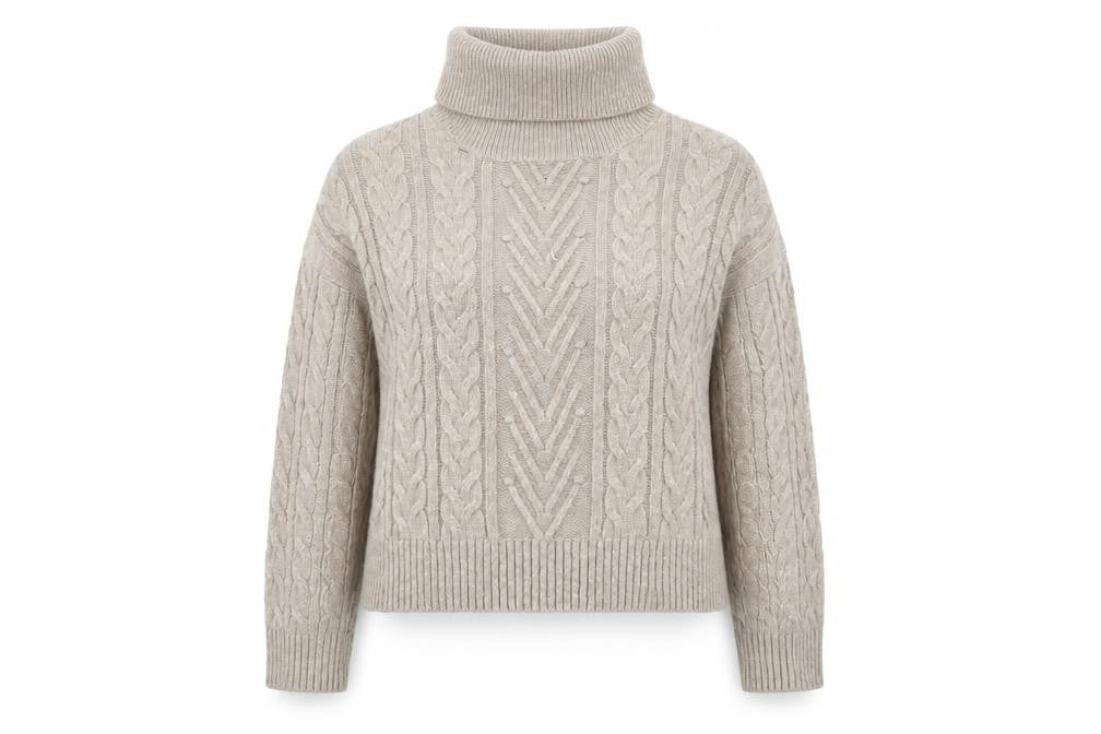 Front view of New Look Women's Beige Roll Neck jumper, size L