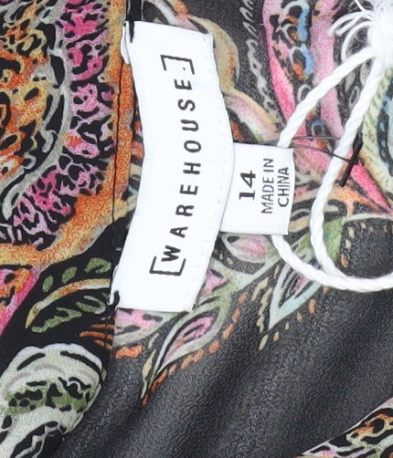 Warehouse Women's Black Paisley Dress Size 14