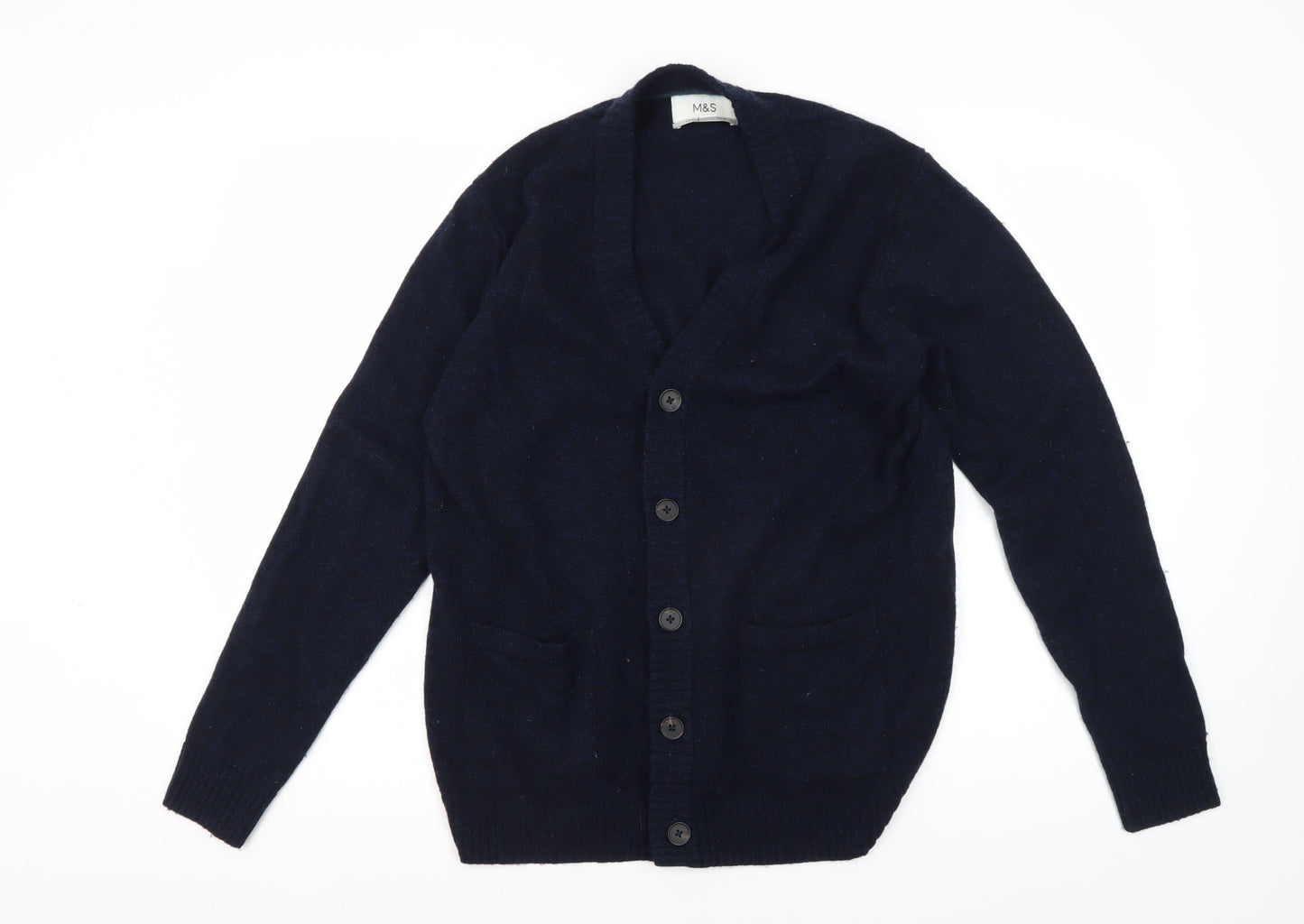 Marks and Spencer Men's M Blue Wool Cardigan Jumper