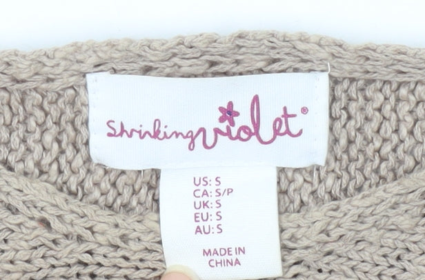 Shrinking Violet Women's Beige Pullover Jumper Size S