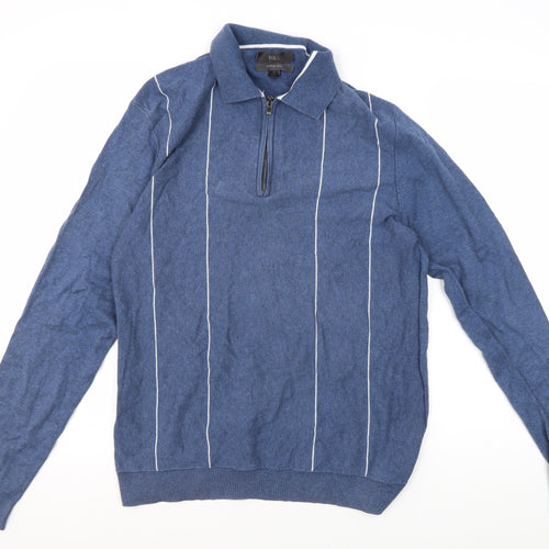 Marks and Spencer Men's Blue Striped Knit Shirt