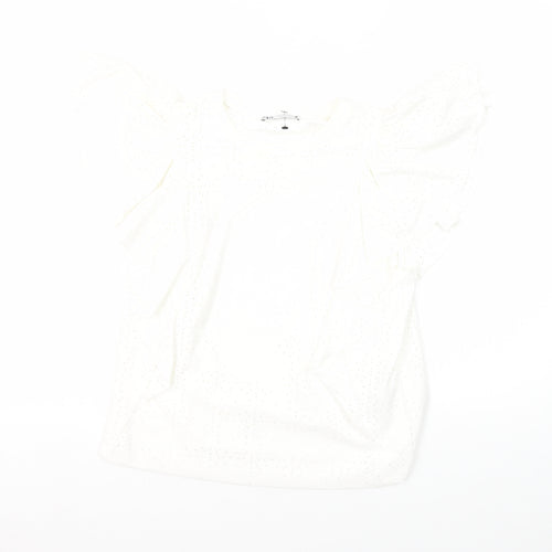Zara Women's White Polka Dot Blouse, Size S