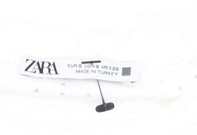 Zara Women's White Polka Dot Blouse, Size S