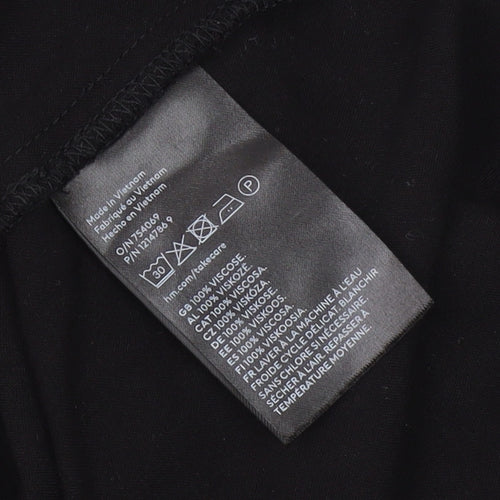 H&M Women's Black Shift Dress - L, Casual V-Neck