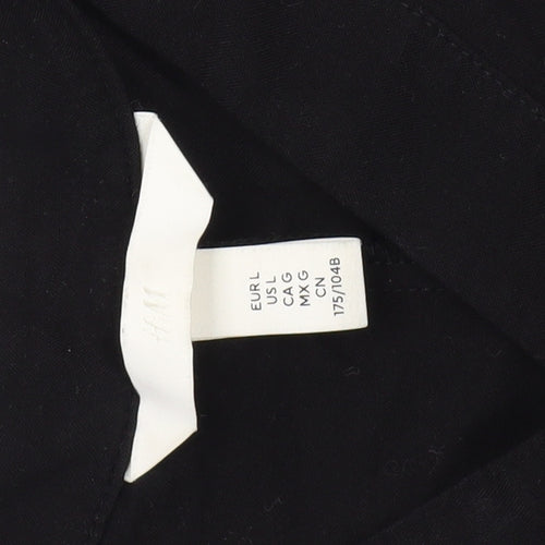 H&M Women's Black Shift Dress - L, Casual V-Neck