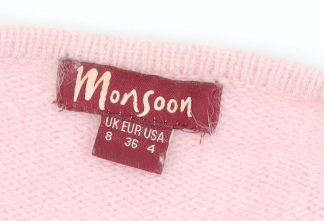 Monsoon Women's Pink Angora Wrap Jumper Size 8