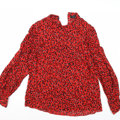 New Look Women's Red Animal Print Blouse Size 8