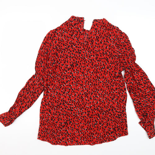New Look Women's Red Animal Print Blouse Size 8