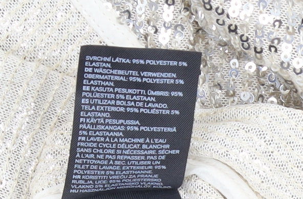 H&M Women's Silver Sequin Long Sleeve Blouse M