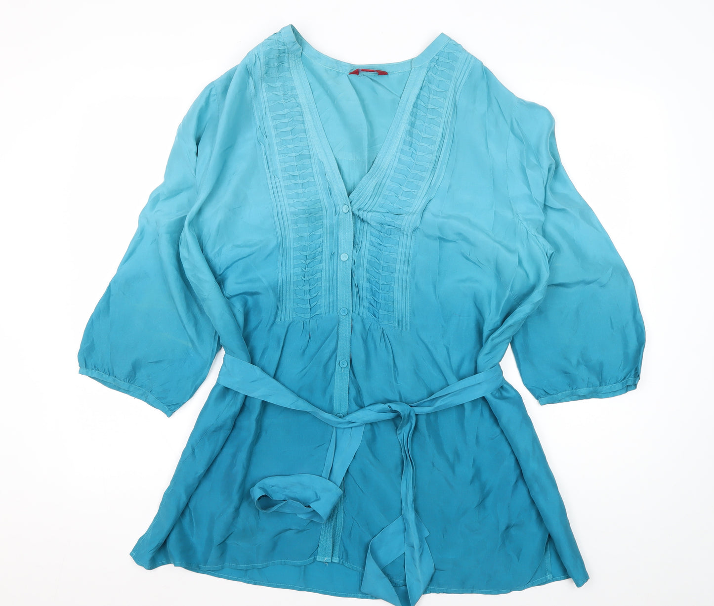 Monsoon Women's Blue Silk Tunic Blouse, Size 20