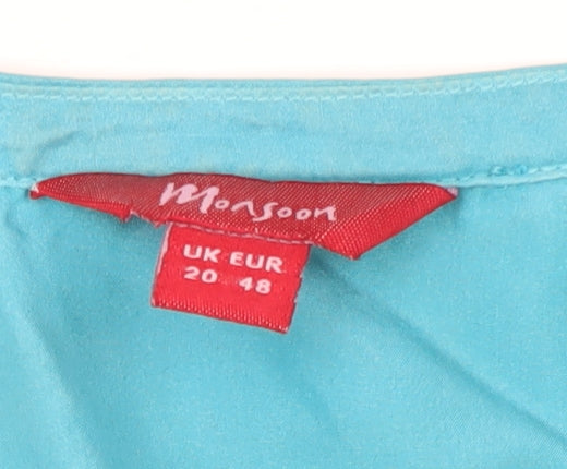 Monsoon Women's Blue Silk Tunic Blouse, Size 20