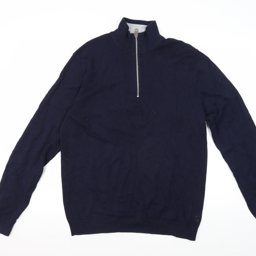 Jack & Jones Men's Blue 1/2 Zip Sweatshirt - Size L