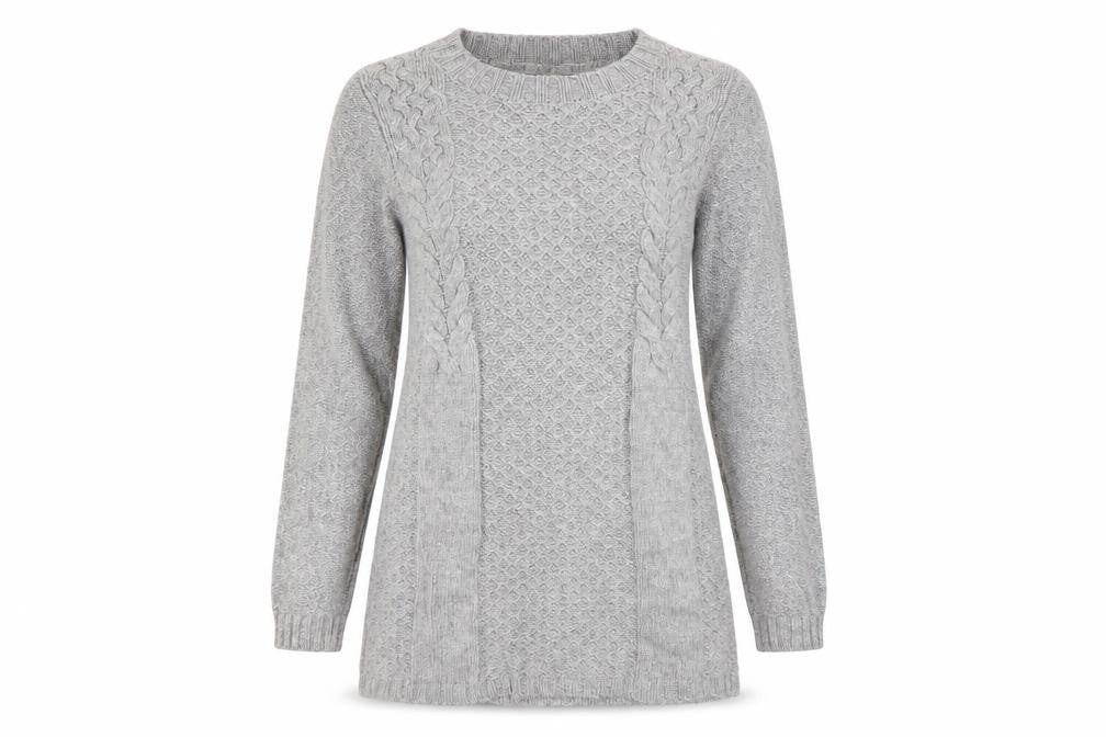 White Stuff Women's Grey Cable-Knit Pullover Jumper 10