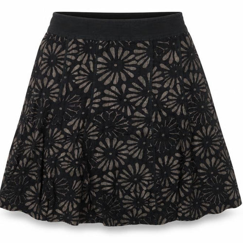 Adini Women's Black Floral A-Line Skirt, Size S, Casual