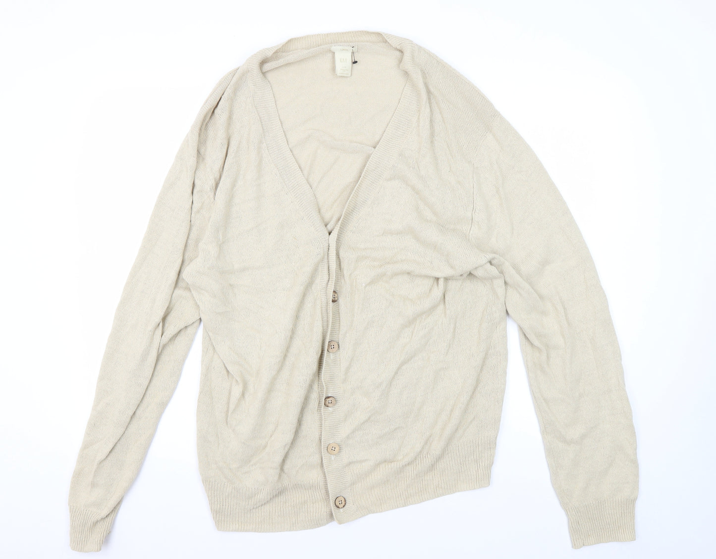 GAP Women's Beige V-Neck Cardigan L Lightweight