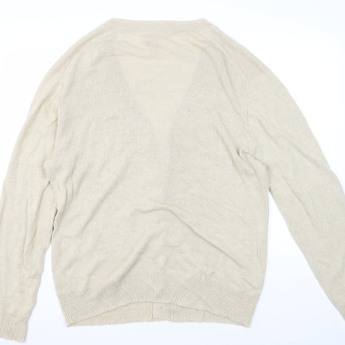 GAP Women's Beige V-Neck Cardigan L Lightweight