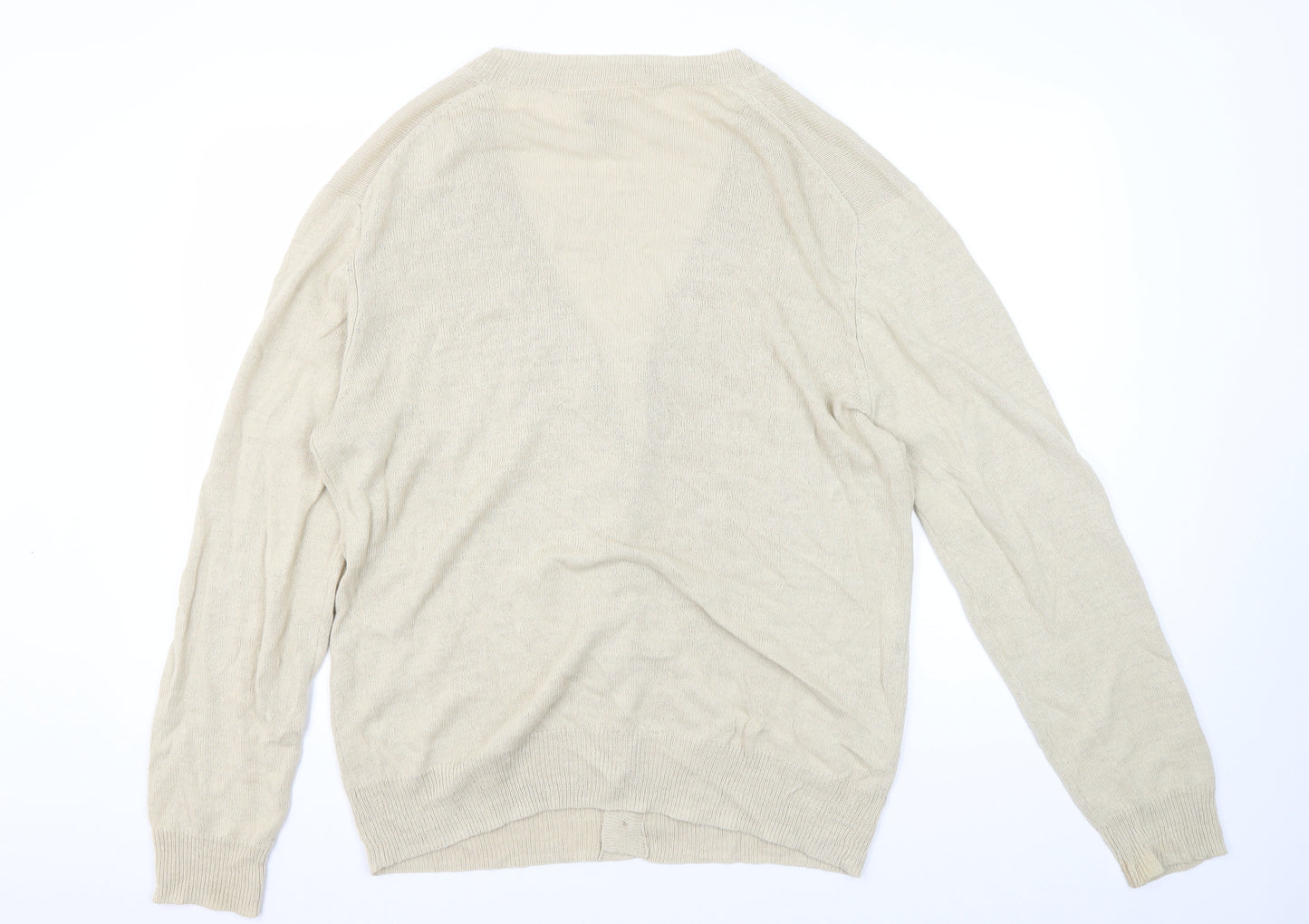 GAP Women's Beige V-Neck Cardigan L Lightweight