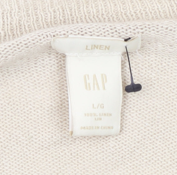 GAP Women's Beige V-Neck Cardigan L Lightweight