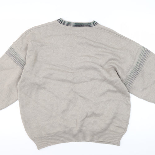 Belika Men's Beige V-Neck Pullover Jumper Size L