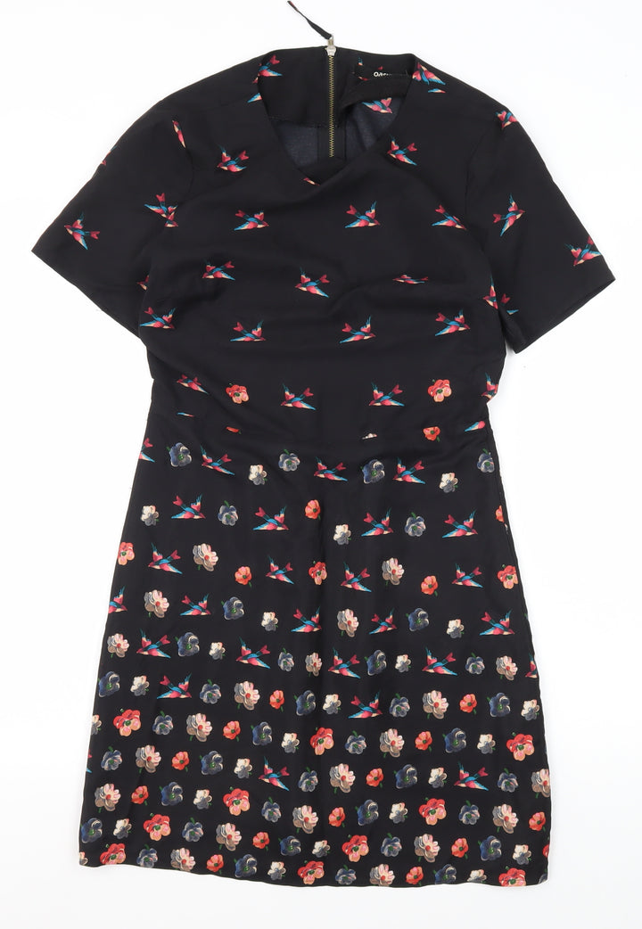 Oasis Women's Black Fit & Flare Floral Dress Size 8