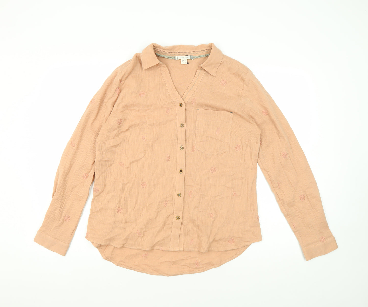 White Stuff Women's Beige Embroidered Button-Up Shirt