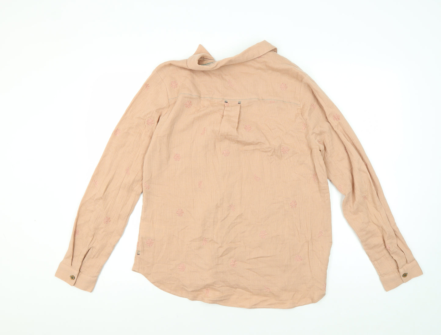 White Stuff Women's Beige Embroidered Button-Up Shirt