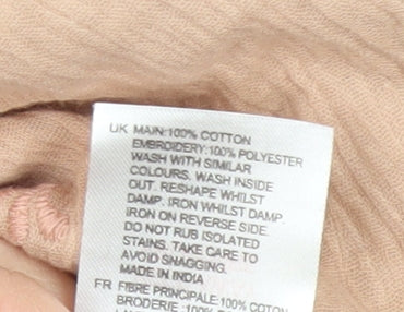 White Stuff Women's Beige Embroidered Button-Up Shirt